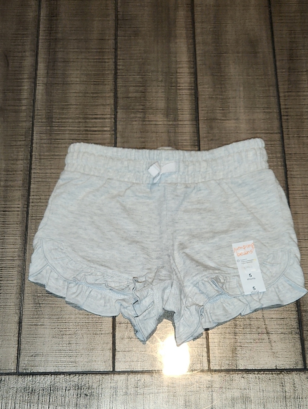 NWT Jumping Beans Girls' Light Gray Ruffle Hem Shorts